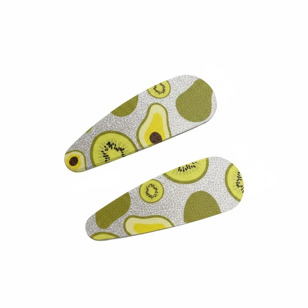 Kids Avocado Glitter Hair Clips Set - Green